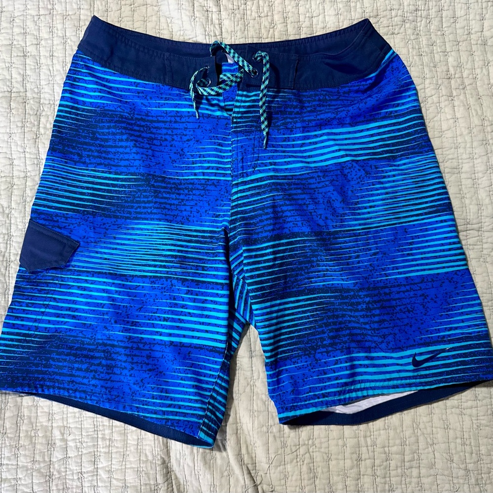 Nike Blue Striped Men's Swim Board Shorts